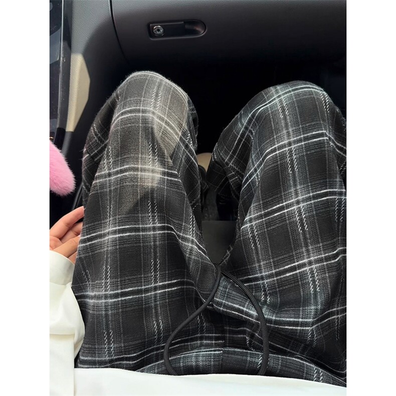 特批P45无差价秋季新款复古格子抓毛大码休闲裤男女中性风K5979，男装休闲裤，电商A001