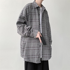 已出货宽松厚款格子衬衫男KD622-P30，男装衬衫，电商D312-1