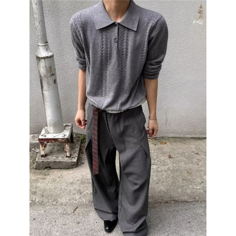 网图老钱风POLO领针织衫毛衣W1592/特P58,男装Polo衫,电商B350