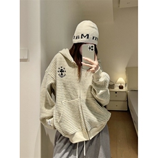 网图原版面料刺绣毛呢绒感复合拉链连帽卫衣外套，女装短外套，四季星座505