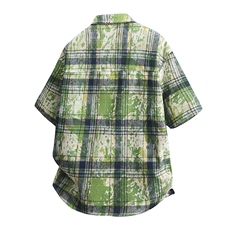 夏季数据短袖衬衣美式复古扎染格子半袖衬衫小众上衣CS2512P40，男装T恤，电商A128