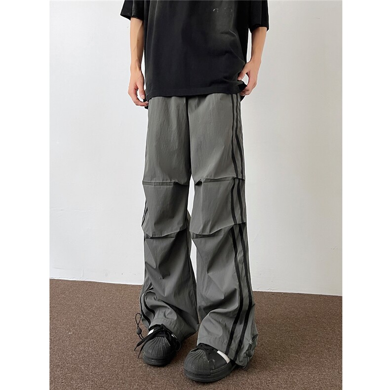 XZ502-K767-P45控68速干条纹撞色伞兵裤运动休闲裤尼龙阔腿裤3，男装休闲裤，星座502