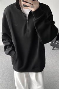 8XL-M重磅软糯美式半拉链立领卫衣男秋宽松大码复古POLO衫WY32P58图片
