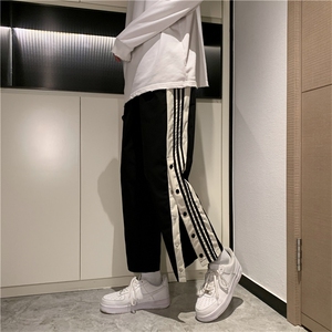 侧开运动裤男春秋韩版排扣裤直筒宽松阔腿裤休闲长裤 K260-P32图片