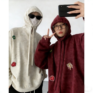 WY10203-特P45 加绒特P50美式重磅刺绣贴标连帽卫衣大码上衣男图片