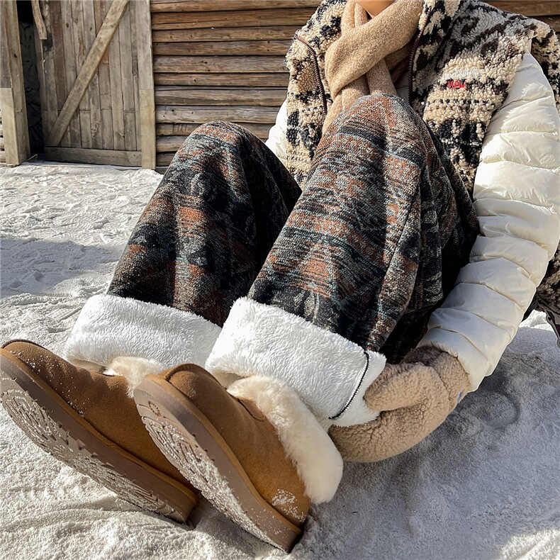 8XL-M羊羔绒裤子男冬季加绒加厚民族风重磅针织棉裤大码KZ023P78，男装民族服装，电商B312