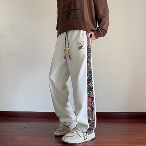 风男春秋季美式复古拼接长裤潮牌宽松大码XZ102B-1CK2550P45图片