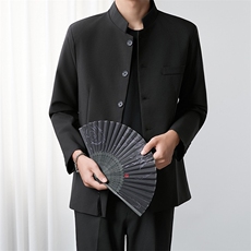 新中式中山装男夹克外套痞帅赵山河同款春秋西装一整套西服上衣潮，男装夹克，星座601-1