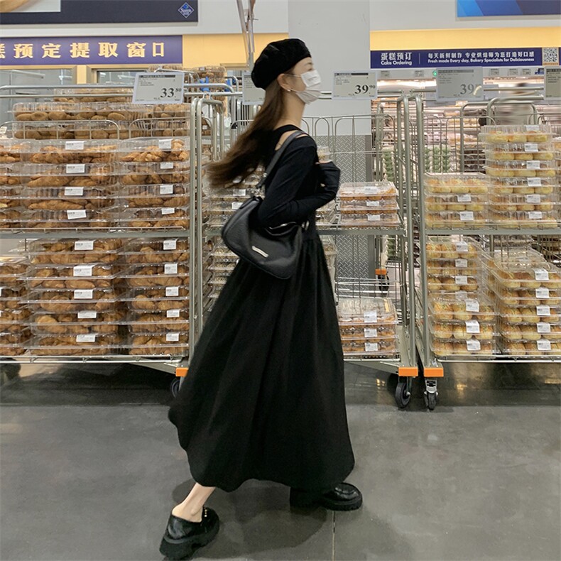 【现货！新款】2C037 303 P115 K168 2025春秋黑色修身休闲连衣裙图片