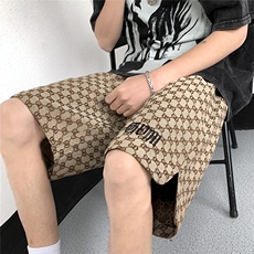 港风钢印短裤男大码男士中码男潮流五分裤男DK8705P35控49，男装牛仔裤，星座227-7