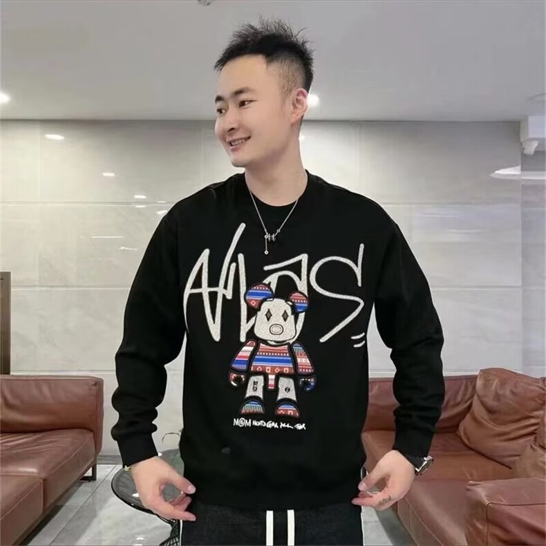 潮牌潮流韩版修身英文字母印花美式复古高级感轻奢长袖卫衣男青图片