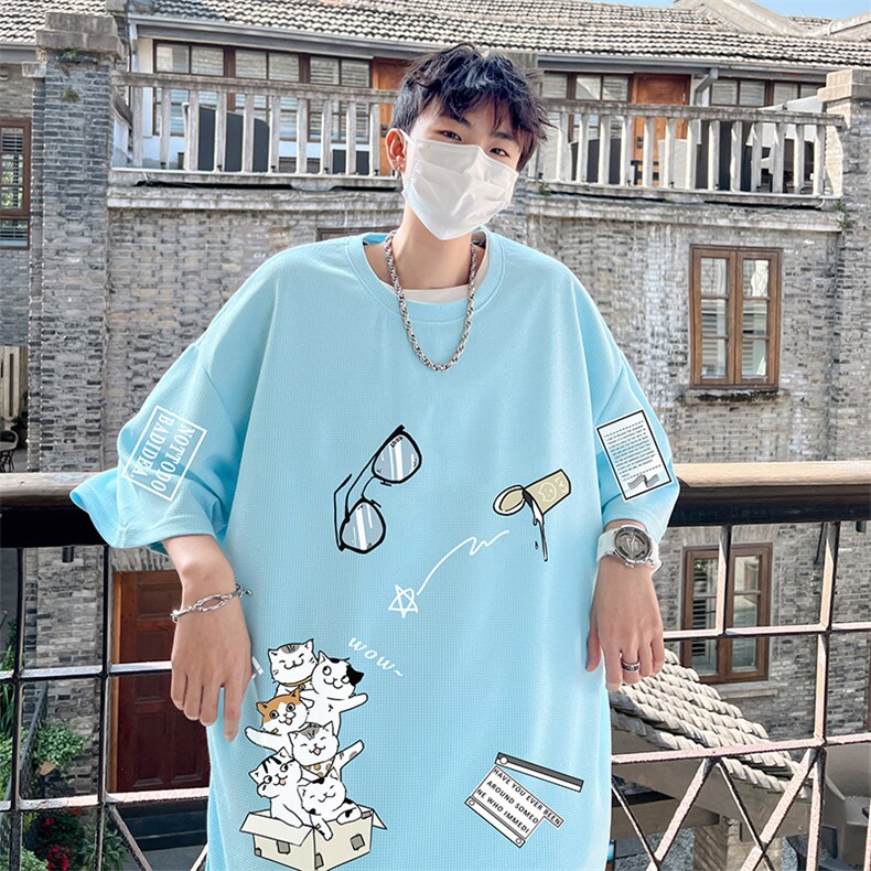 华夫格t恤男短袖男大码五分袖酒店风HT73115-P22,男装T恤,电商A040