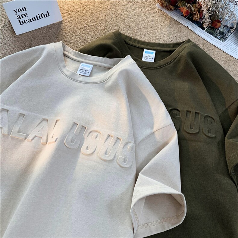 抖音供货 260克纯棉 上下凹凸钢印 大码短袖T恤A158-T99-P38控58图片