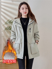 现货！现货！2025冬季女装新款加绒加厚中长款棉衣棉服，女装棉衣/棉服，以桐