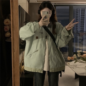 C906-P110 2025年秋款日系男女夹克潮牌翻领工装外套图片