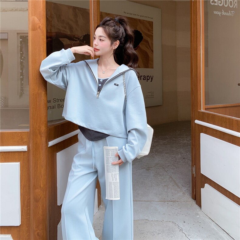 新品~休闲套装打底背心卫衣阔腿裤三件套28639-P169-K278,女装套装/套裙,2B076