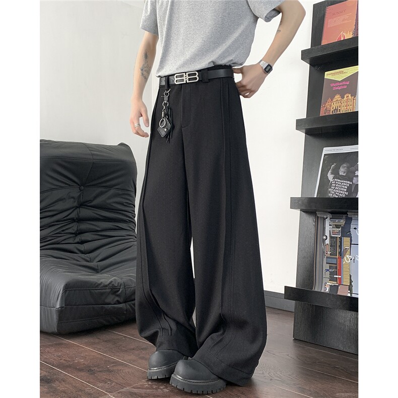 复古cleanfit纯色阔腿垂感高腰廓形西裤男女宽松长裤X057-P57，男装休闲裤，星座308B-2