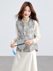 在仓~人丝衬衫马夹两件套2026年春夏薄款舒适防晒上衣套装可拆分，女装短外套，新依时派