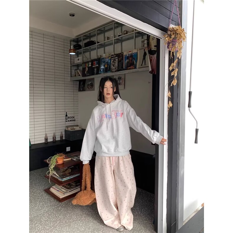 美式白色碎花工装裤女秋2025新款休闲小个子阔腿运动裤K6651-P45,男装工装外套,星座412-1