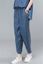 2021夏季新款时尚拼接水洗天丝牛仔裤，女装牛仔裤，叶笙衣