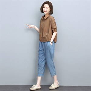 休闲套装女早秋2025年秋季新款宽松减龄时尚洋气小个子妈妈两件套图片