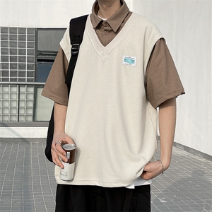 夏款男假两件T恤短袖贴标华夫格休闲五分袖外套T231P35,关于穿衣搭配的贴吧图片