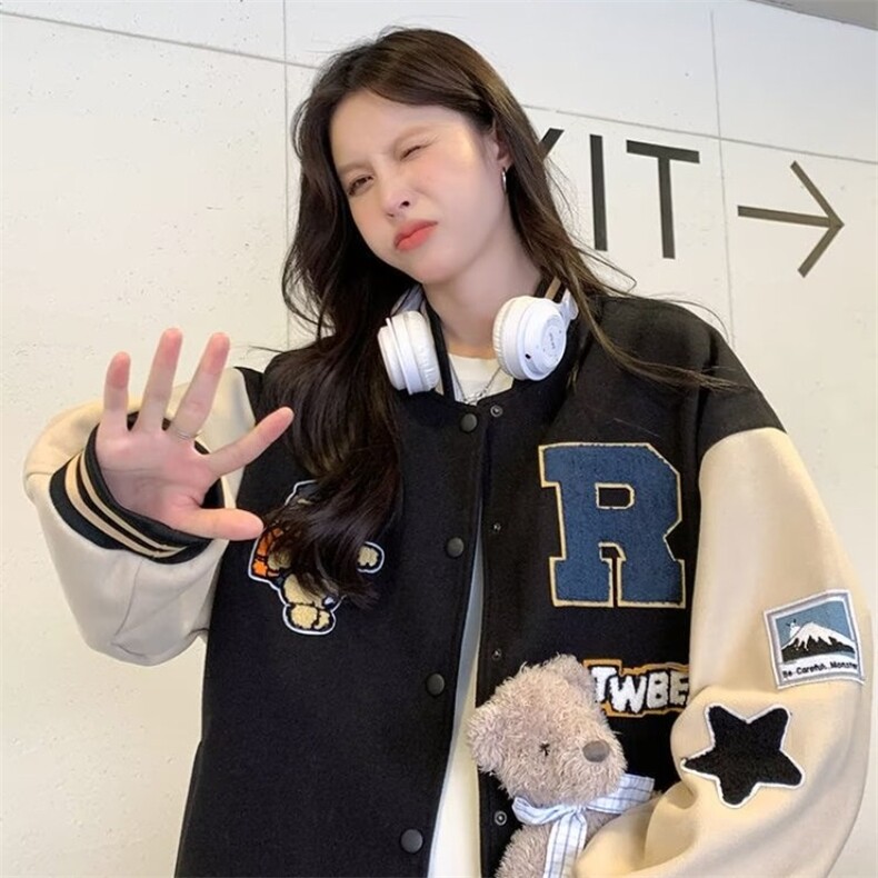 美式棒球服外套女2026秋冬新款初中高中学生潮夹克上衣服,男装夹克,星座218-1（原230）