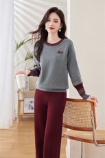 2025春季时髦洋气休闲韩版气质撞色字母印花套裤时尚套装两件套，女装套装/套裙，梦依杭