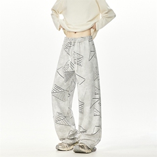 703-K395-P55几何烧花扎染直筒休闲长裤，男装休闲裤，星座703