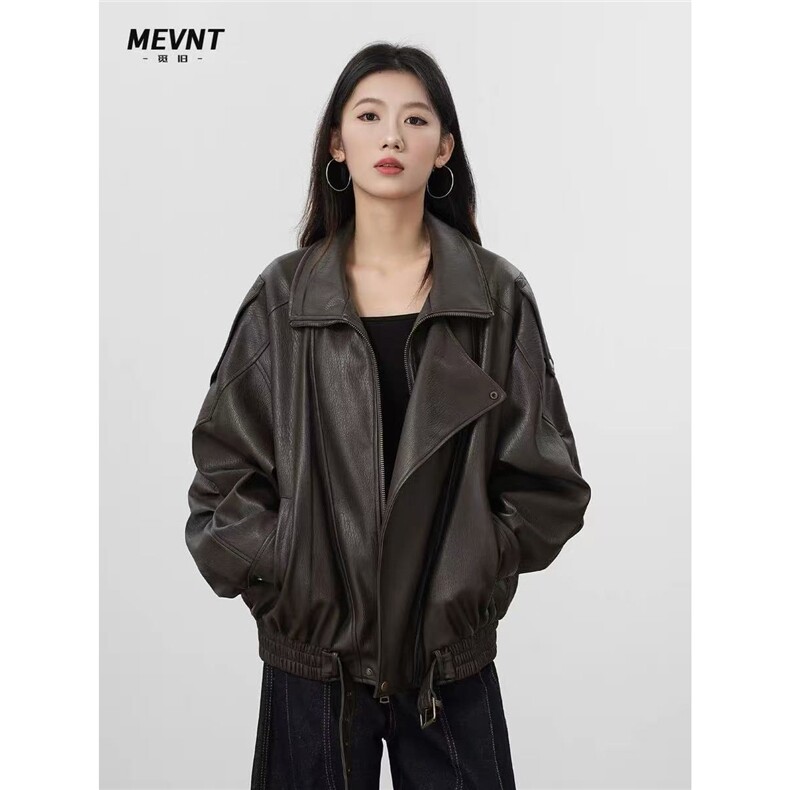 加绒加厚冬男女皮棉衣夹克机车织带棉袄保暖宽松皮外套MY125P98,男装夹克,星座1013-1