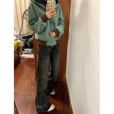 【有货】湖水绿Boxy短款连帽外套男春秋美式帆布夹克Y166CC-特P63，男装夹克，星座1007（原301D）