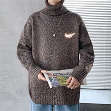 ！冬季潮牌反光高领毛衣男百搭粗针加厚长袖针织衫GM601P55，男装针织衫/毛衣，电商B220
