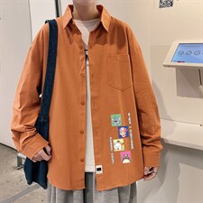 春季长袖衬衫男宽松港风衬衣男外套男CSCS268-P35，男装衬衫，电商B371