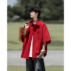 8XL-M泡泡纱盐缩肌理短袖衬衫男夏季冰丝外套防晒衬衣DC28011P36，男装衬衫，电商B312