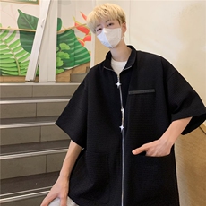 小众设计感拉链衬衫男夏季2024新款高级感休闲衬衣痞帅CY753-P33，男装衬衫，星座412-3