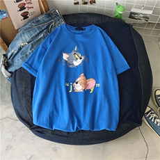 港风动漫学生上衣百搭纯棉上衣潮牌宽松半袖t恤411-t215-p28，男装T恤，星座410(原411)