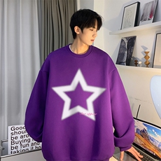 美式oversize简约百搭星形印花套头圆领卫衣JK23396特批p25-控48，男装卫衣，星座605(原A050)
