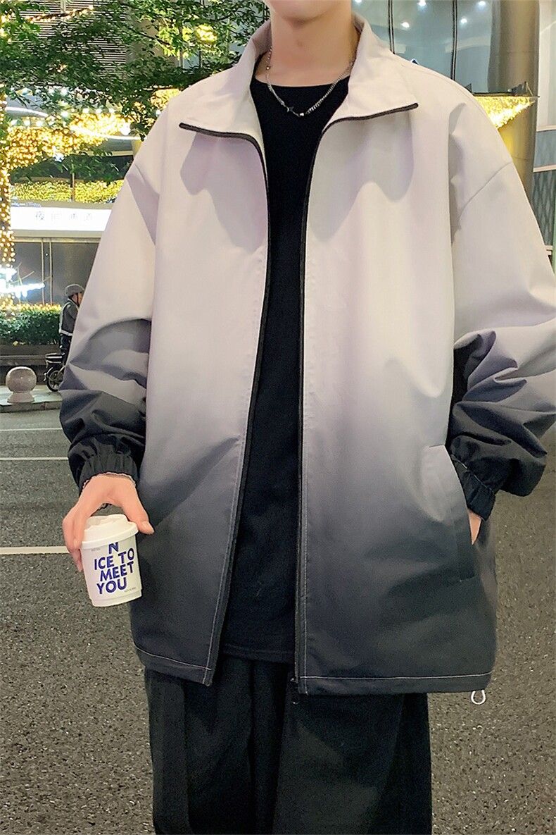 港风秋季新款宽松夹克男渐变色立领上衣两面穿外套MYJ24-7906-P68,男装夹克,星座717