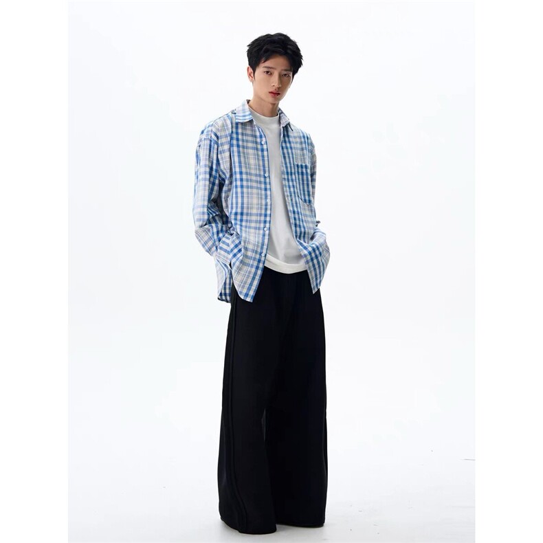 美式复古格子衬衫外套男女款2025春秋冬季高级感痞帅衬衣休闲上衣,男装衬衫,星座1210-1