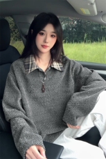 现货420g复合高克重雪尼尔粗花针织亨利领男上衣T5075-特P35控68，男装T恤，电商A001-1