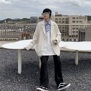 2023港风文艺灯芯绒西服男秋季宽松潮流外套图片