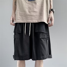 拉链短裤男夏季高街工装大口袋运动宽松休闲五分裤子1053P40，男装休闲裤，星座410-2