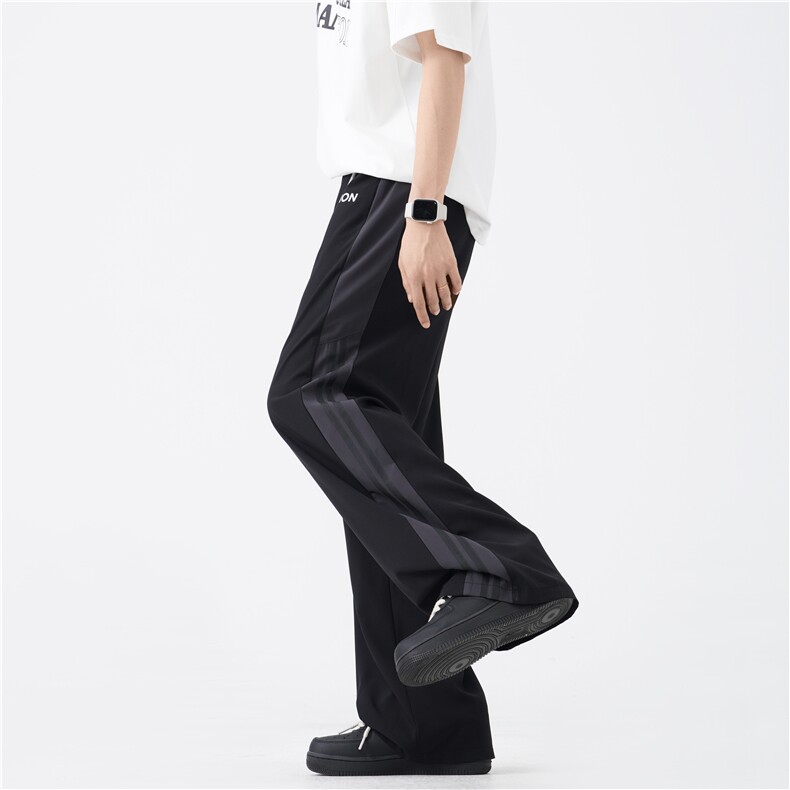 抖音品质夏季新款潮流条纹设计宽松冰丝裤B315-K24203-特p30控58,男装休闲裤,电商B315