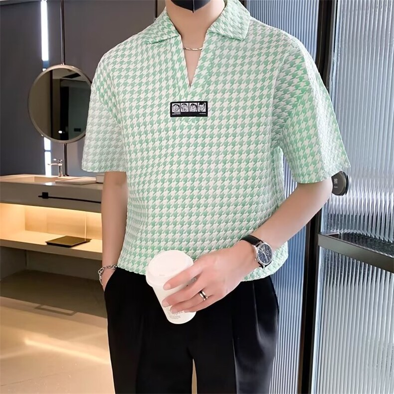 夏季冰丝短袖衬衫男高级感男装上衣薄款潮流半袖衬衣帅CS0558-P35,男装衬衫,星座308B-2