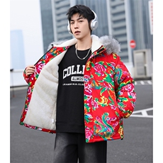 Q2情侣羊羔毛大毛领男女棉衣棉服新中式团队表演出汉服保暖防寒潮，男装棉衣，星座115A(原星座507）