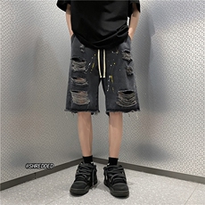 破洞牛仔裤新款夏季港风宽松大码短裤五分裤B315-K5018-P45控58，男装牛仔裤，电商B315
