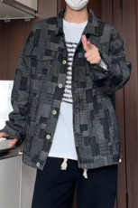 JK8123/P70秋装新款提花格子潮流复古水洗牛仔外套男生痞帅夹克男，男装工装外套，电商A141
