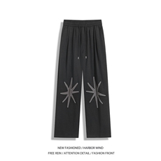 抖音品质潮流百搭星星刺绣宽松休闲阔腿裤B315-K25336-特p35控68，男装休闲裤，电商B315
