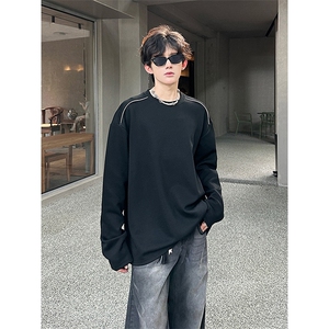 抖音得物高品质 26春装设计感长袖打底衫纯色拉链肩圆领卫衣W123图片