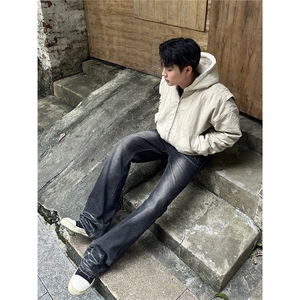 秋冬座山雕连帽加绒加厚短款外套男cleanfit帆布棉衣袄服夹克春季图片